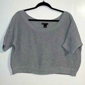 New York & Company cropped rib knit sweater with dolman sleeves M